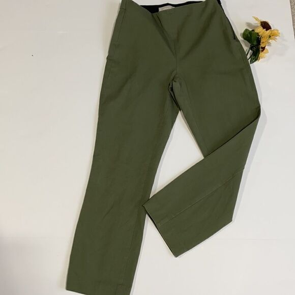 Everlane The Side-Zip Stretch‎ Ponte Crop Cotton Pants In Green Size 2 - Picture 6 of 12